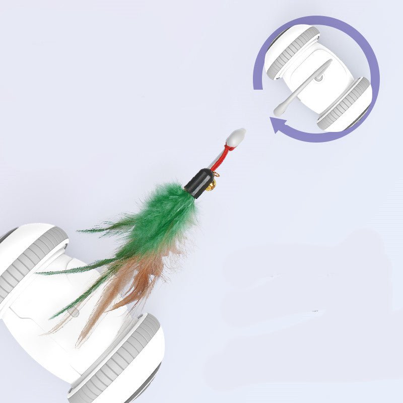 Interactive Cat Toy With Interchangeable Heads Pet Feather Toys - RM